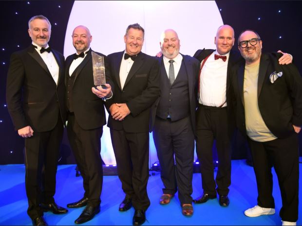 Jon Pitman second from left celebrates with other members of the Cold Clad team at the UK-wide TCS&D Awards 2021.