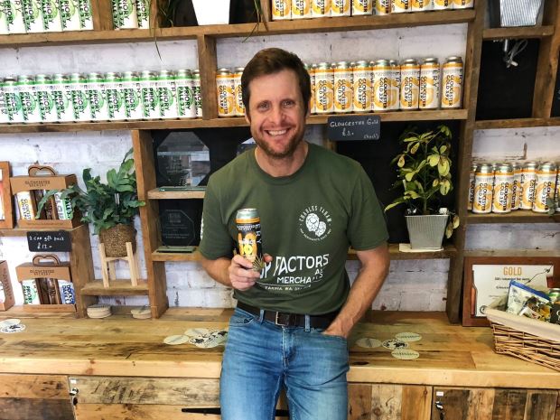 Founder of Gloucester Brewery, Jared Brown, with one of its Perfect ‘10’ beers (a six per IPA) brewed specially to mark the business’s 10th anniversary and the opening of its new taproom.