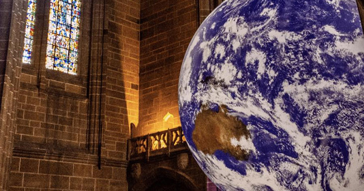 Famous Gaia sculpture comes to Tewkesbury Abbey